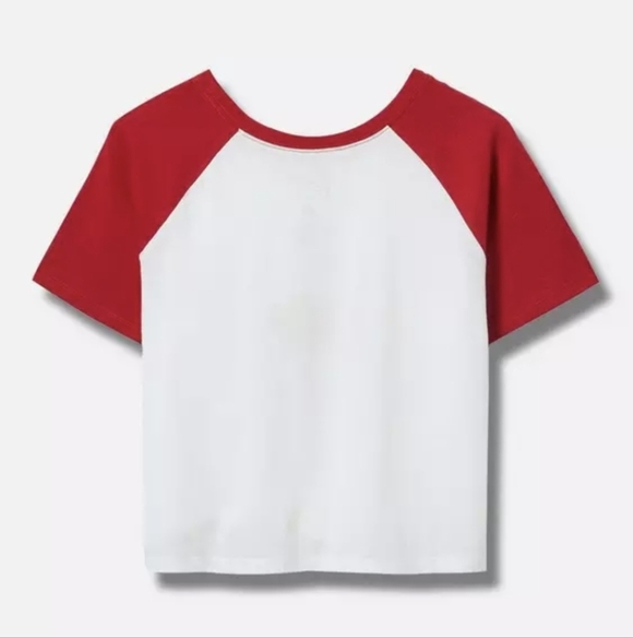 Torrid Kewpie Cropped Short Sleeve Tee White & Red Size 2x NWT - Picture 4 of 8